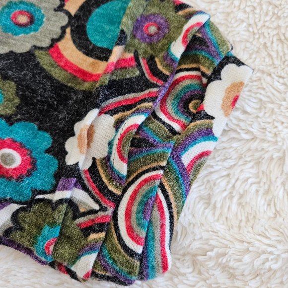 XL Grey with Floral Pattern Sweater Dress EUC Knee Length - Picture 4 of 12